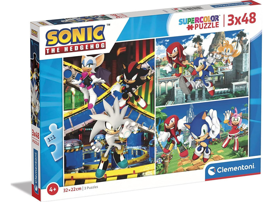 CLEMENTONI Puzzle Ježko Sonic 3x48 dielikov
