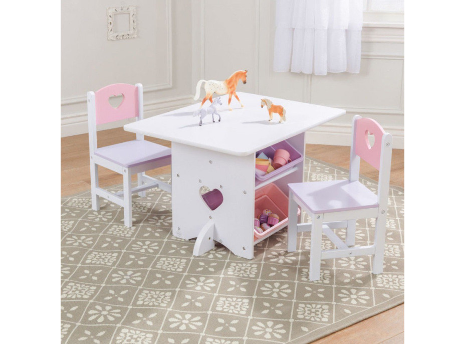 KIDKRAFT Stôl so stoličkami a úložnými boxmi Srdce