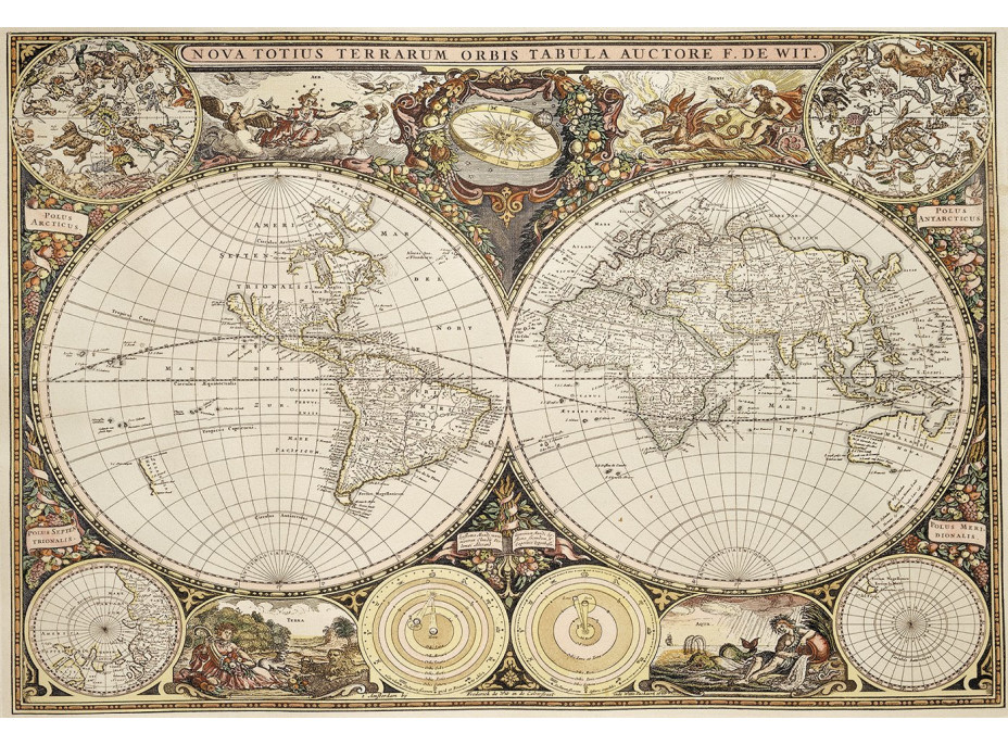 WOODEN CITY Drevené puzzle Antická mapa sveta 2v1, 150 dielikov EKO
