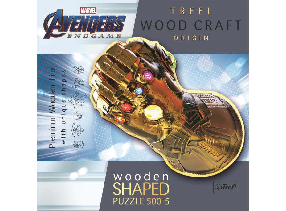 Trefl Wood Craft Origin puzzle Marvel: Rukavice nekonečna 505 dielikov