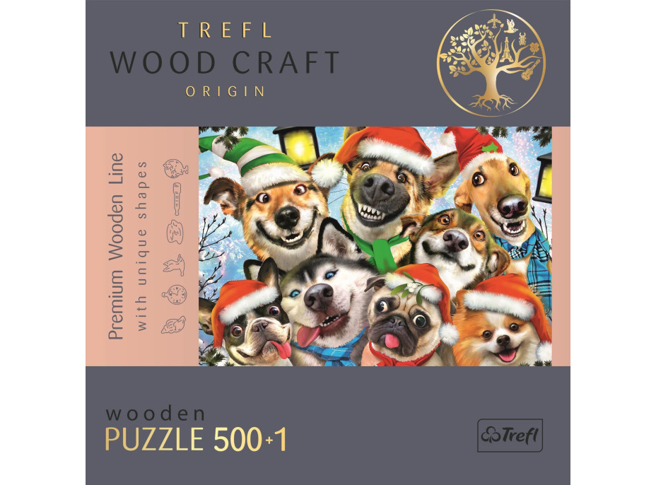 TREFL Wood Craft Origin puzzle Vianočné psy 501 dielikov