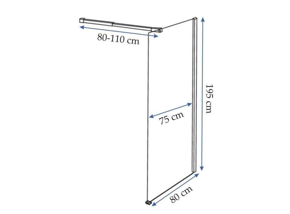 Kúpeľňová pevná zástena AERO 80 cm