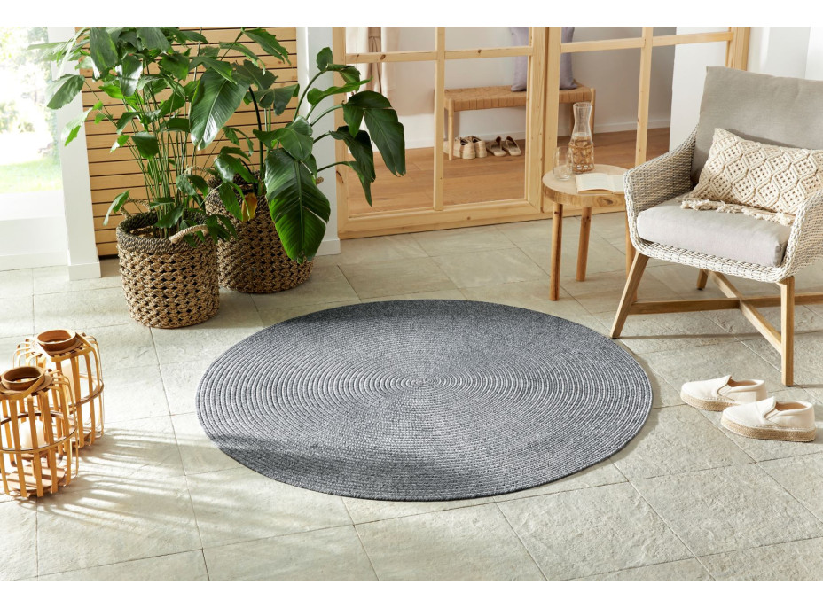 Kusový koberec Braided 105551 Light Grey kruh