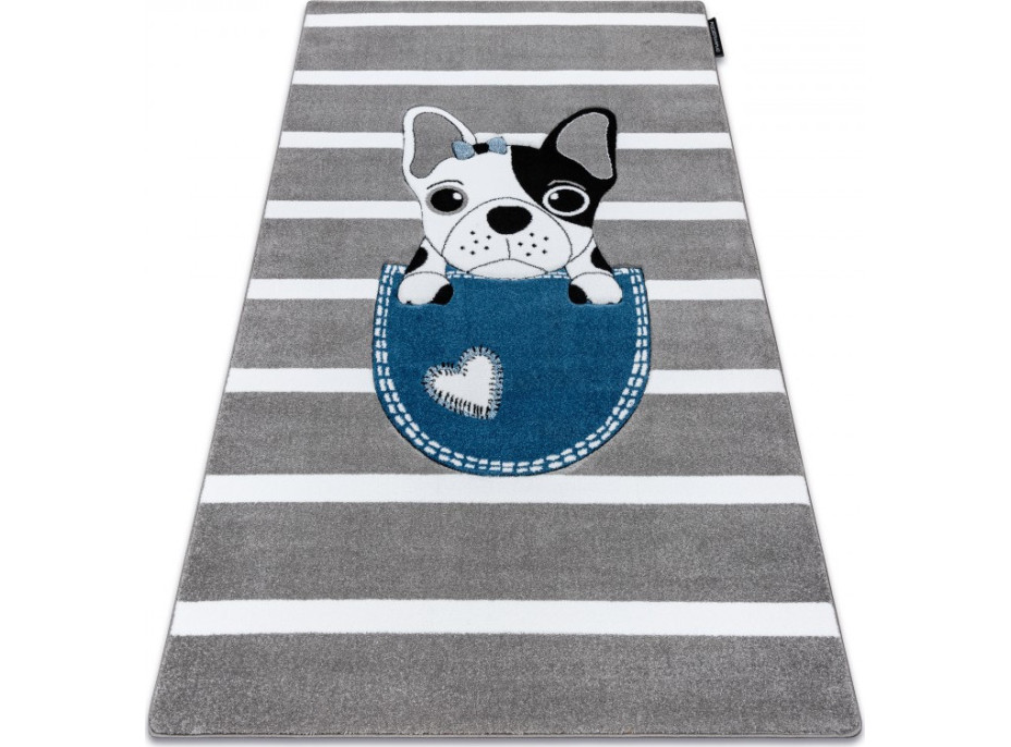Dětský kusový koberec Petit Bulldog grey
