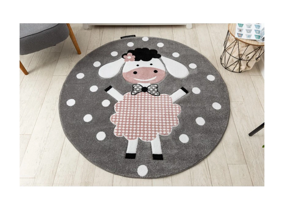 Detský kusový koberec Petit Dolly sheep grey kruh