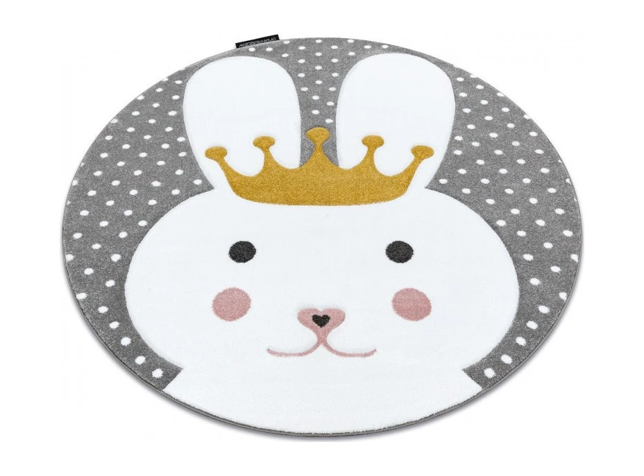 Detský kusový koberec Petit Bunny grey okrúhly