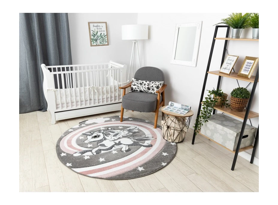 Detský kusový koberec Petit Pony grey kruh