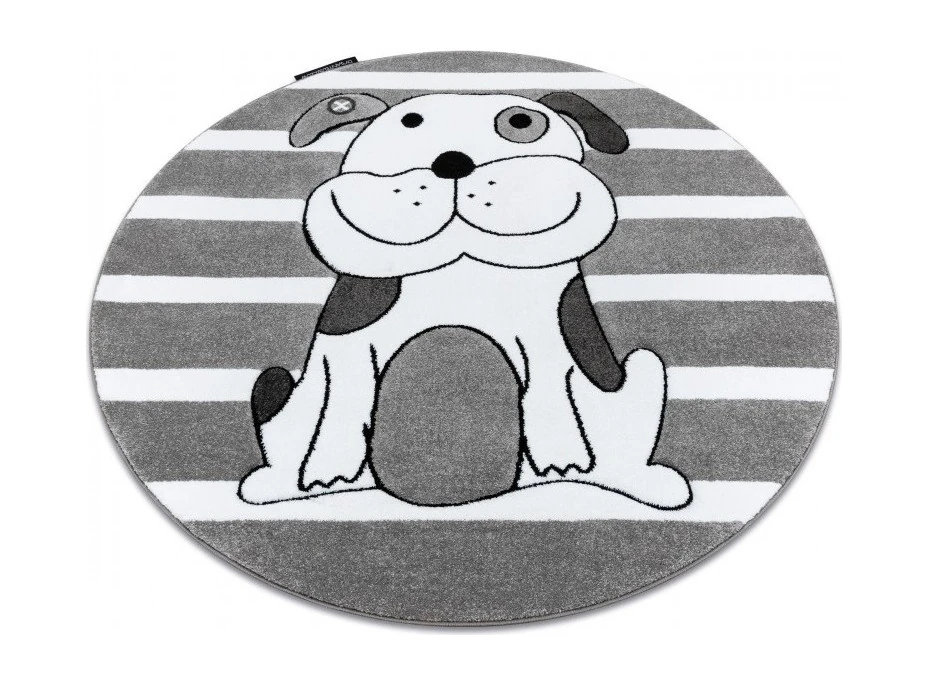 Detský kusový koberec Petit Puppy šedý kruh