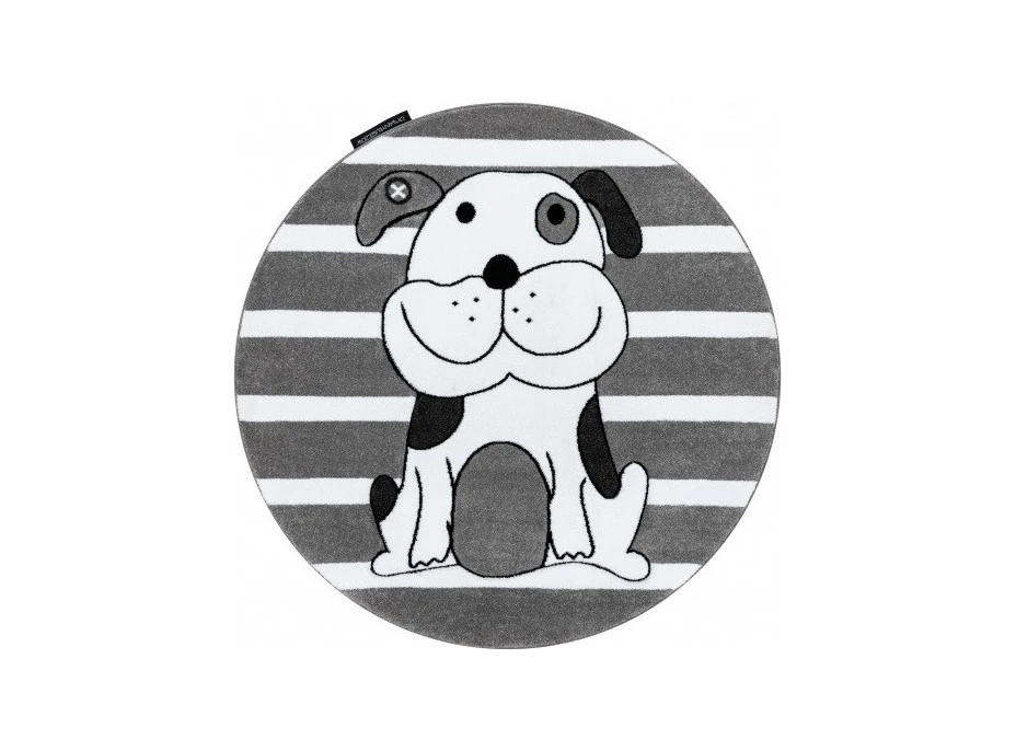 Detský kusový koberec Petit Puppy šedý kruh