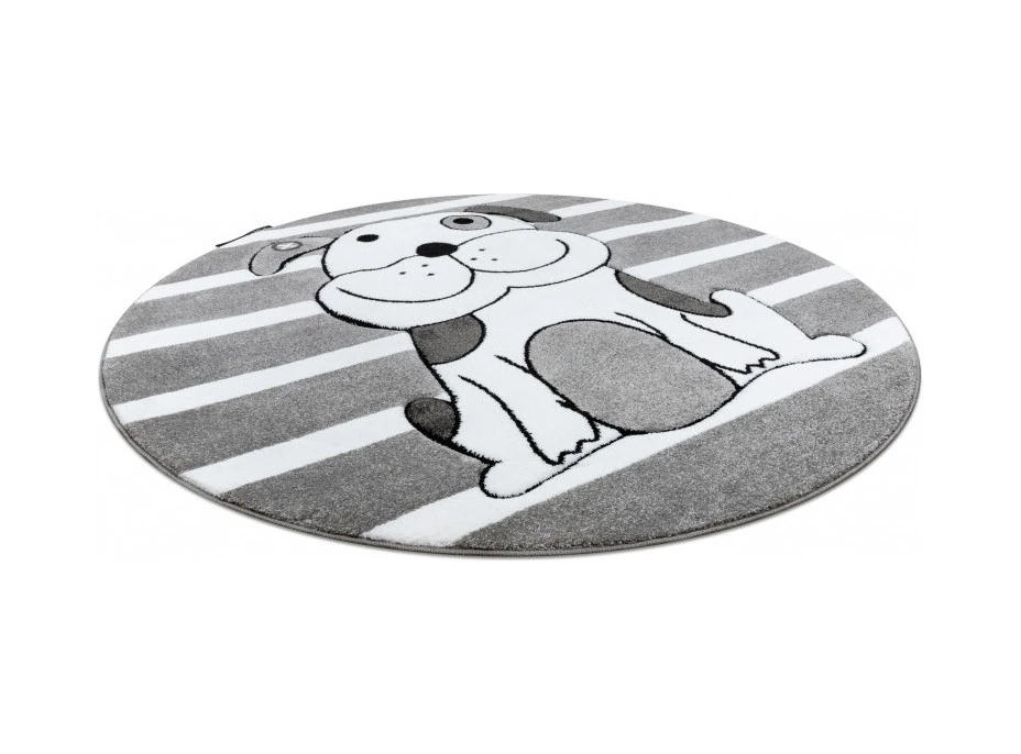 Detský kusový koberec Petit Puppy šedý kruh