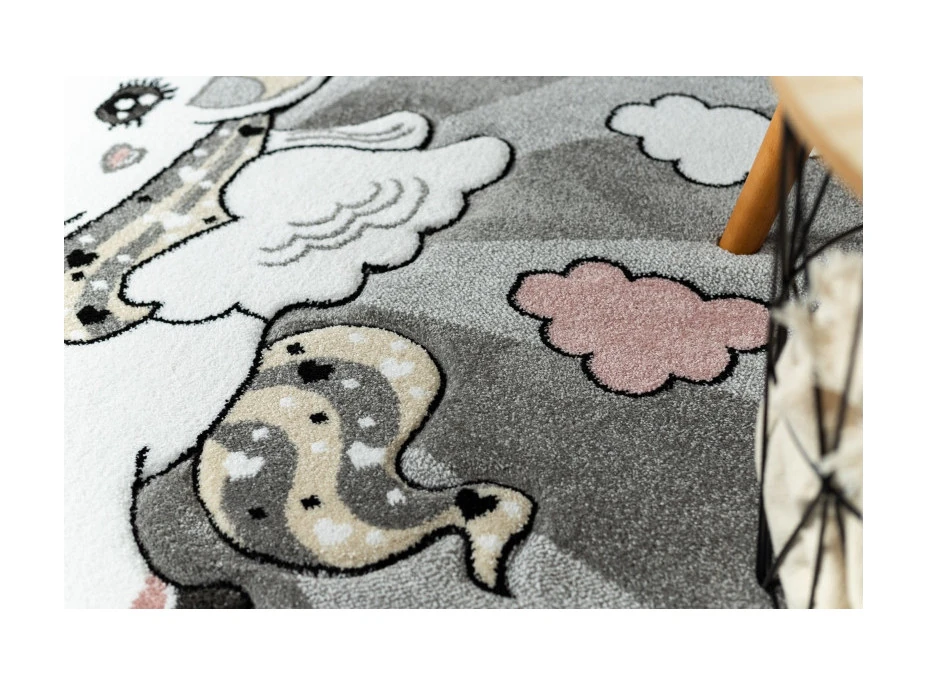 Detský kusový koberec Petit Unicorn grey kruh