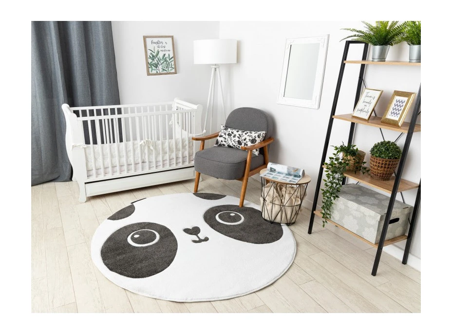 Detský kusový koberec Petit Panda white kruh