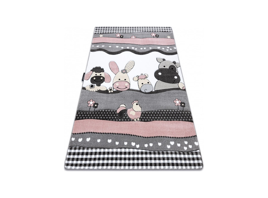 Dětský kusový koberec Petit Farm animals pink