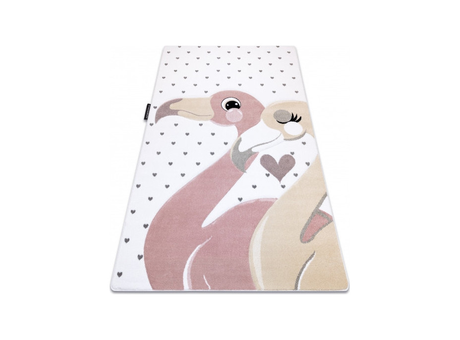 Detský kusový koberec Petit Flamingos hearts cream