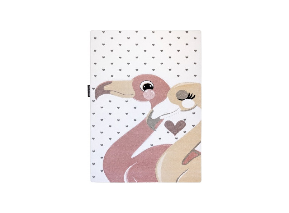 Detský kusový koberec Petit Flamingos hearts cream
