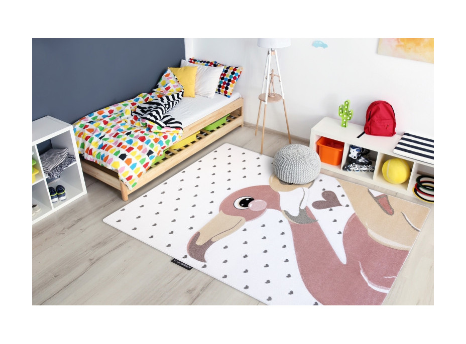 Detský kusový koberec Petit Flamingos hearts cream