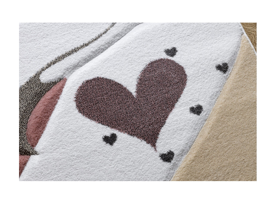 Detský kusový koberec Petit Flamingos hearts cream
