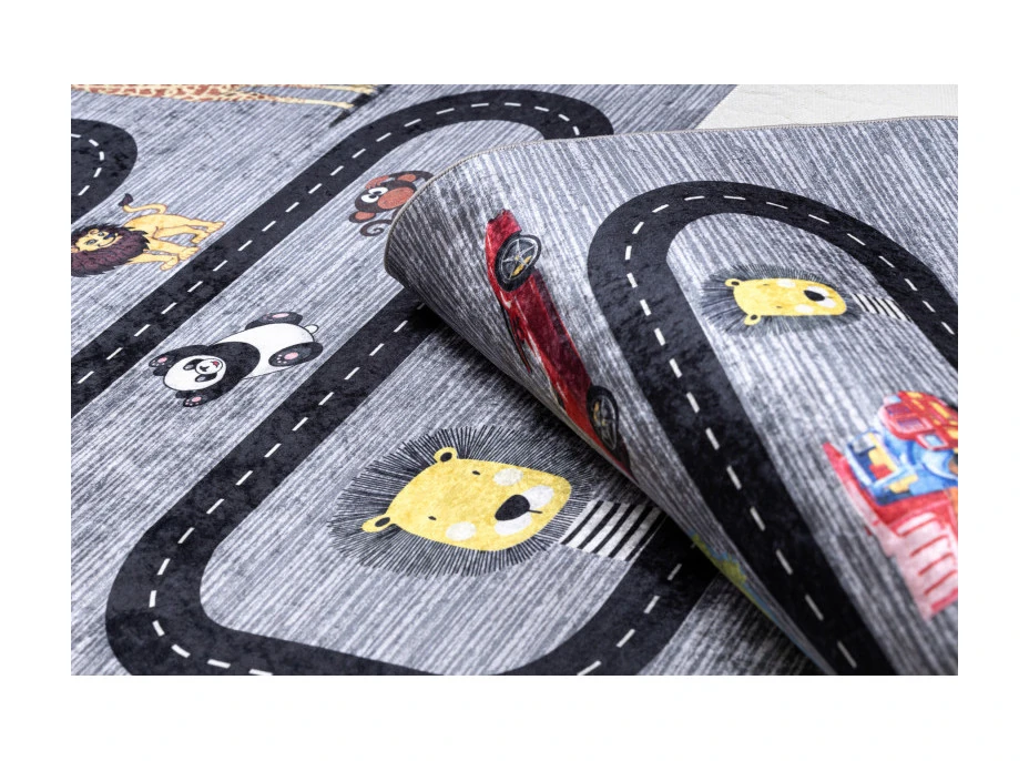Detský kusový koberec Bambino 2092 Streets cars anthracite