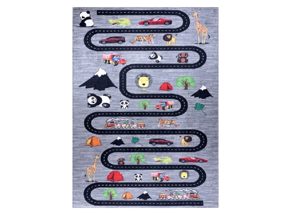 Detský kusový koberec Bambino 2092 Streets cars anthracite