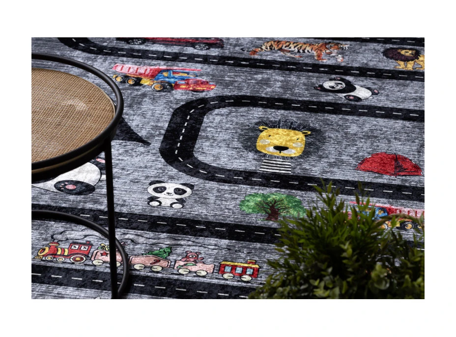 Detský kusový koberec Bambino 2092 Streets cars anthracite