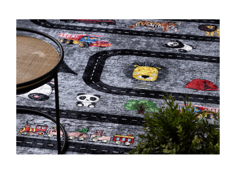 Detský kusový koberec Bambino 2092 Streets cars anthracite