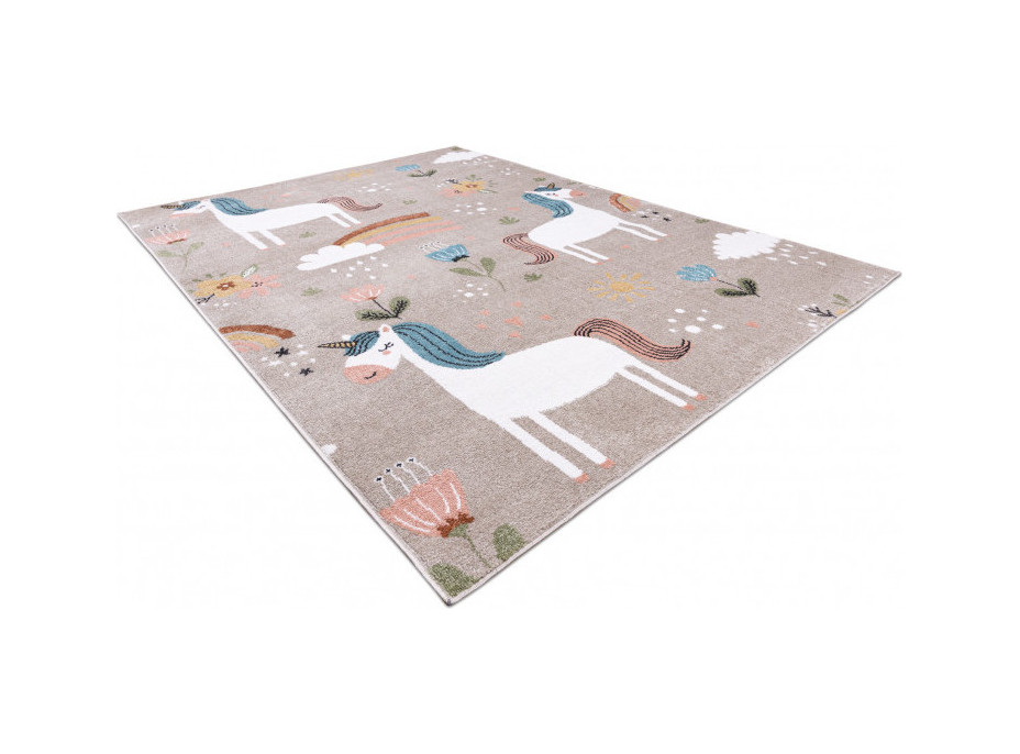 Detský kusový koberec Fun Unicorn with rainbow beige
