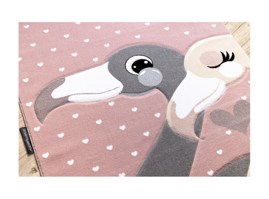 Detský kusový koberec Petit Flamingos hearts pink