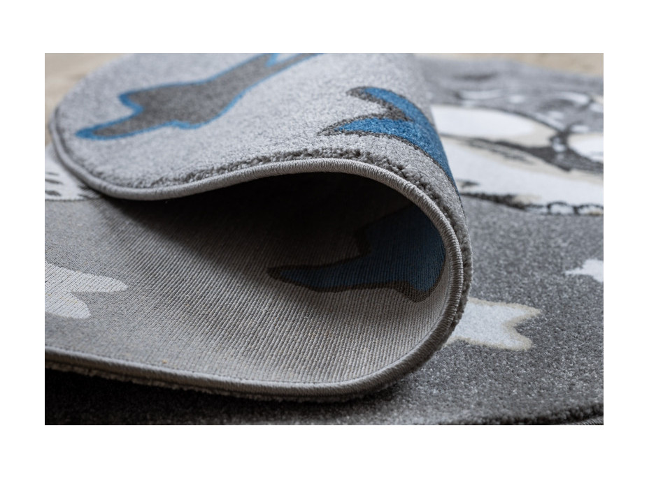 Detský kusový koberec Petit Elephant stars grey kruh