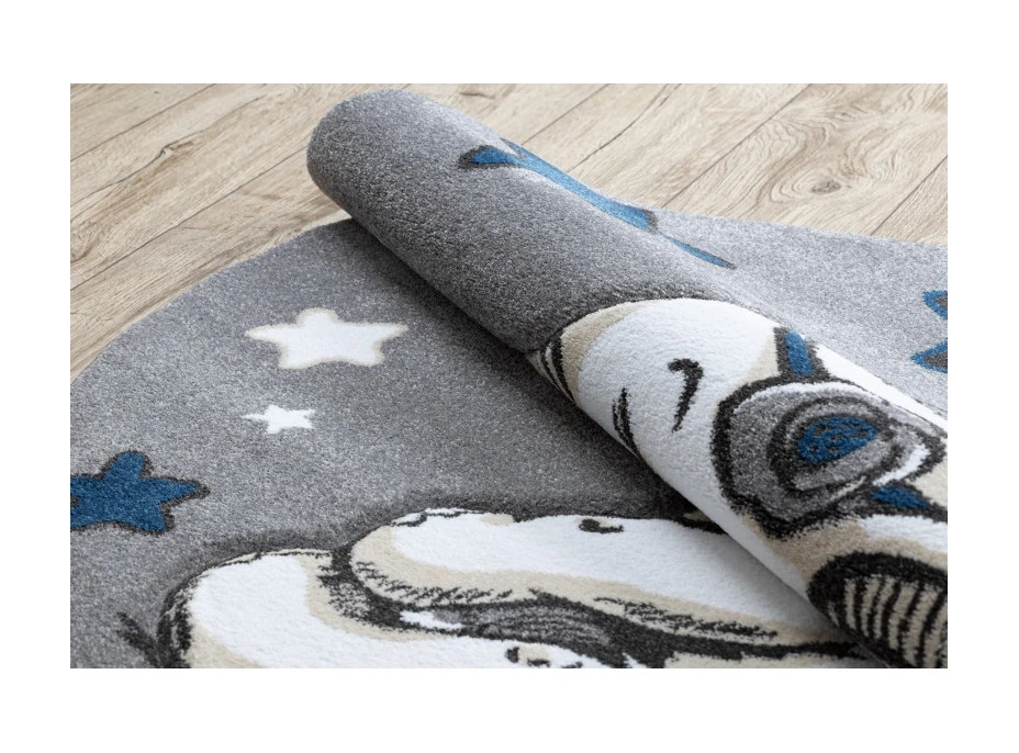 Detský kusový koberec Petit Elephant stars grey kruh