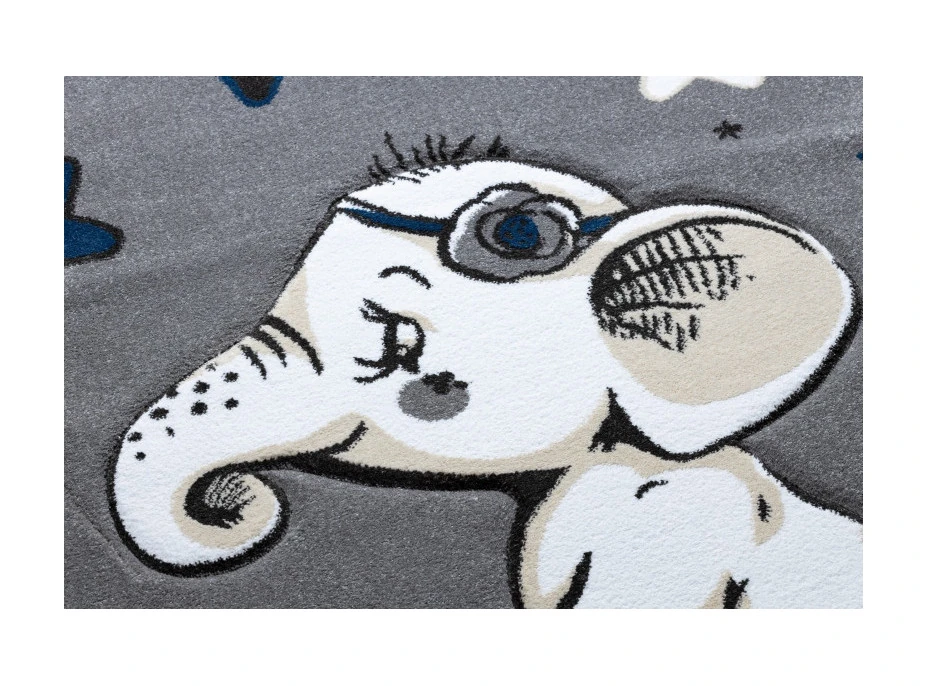 Detský kusový koberec Petit Elephant stars grey kruh
