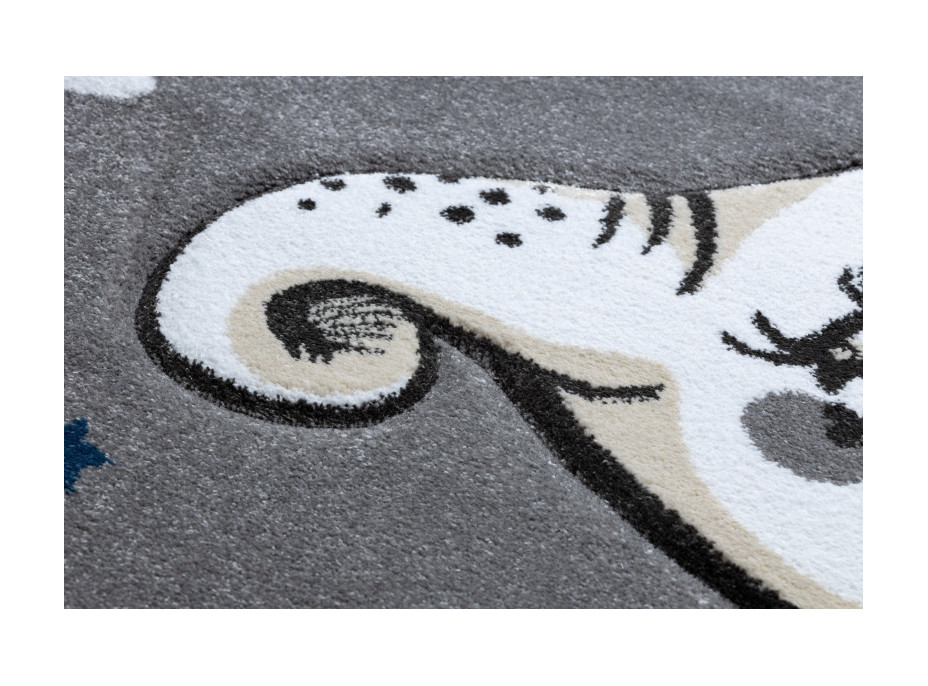 Detský kusový koberec Petit Elephant stars grey kruh