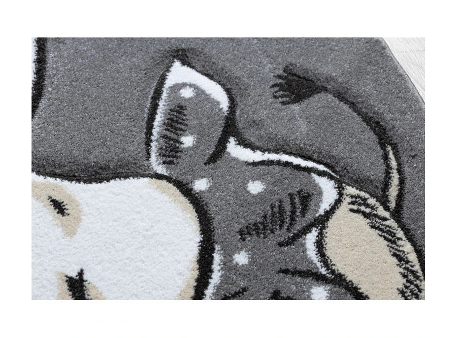 Detský kusový koberec Petit Elephant stars grey kruh