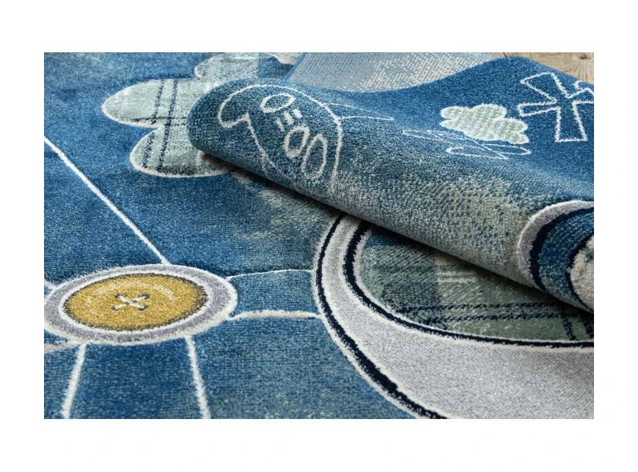 Detský kusový koberec Petit Helicopter blue