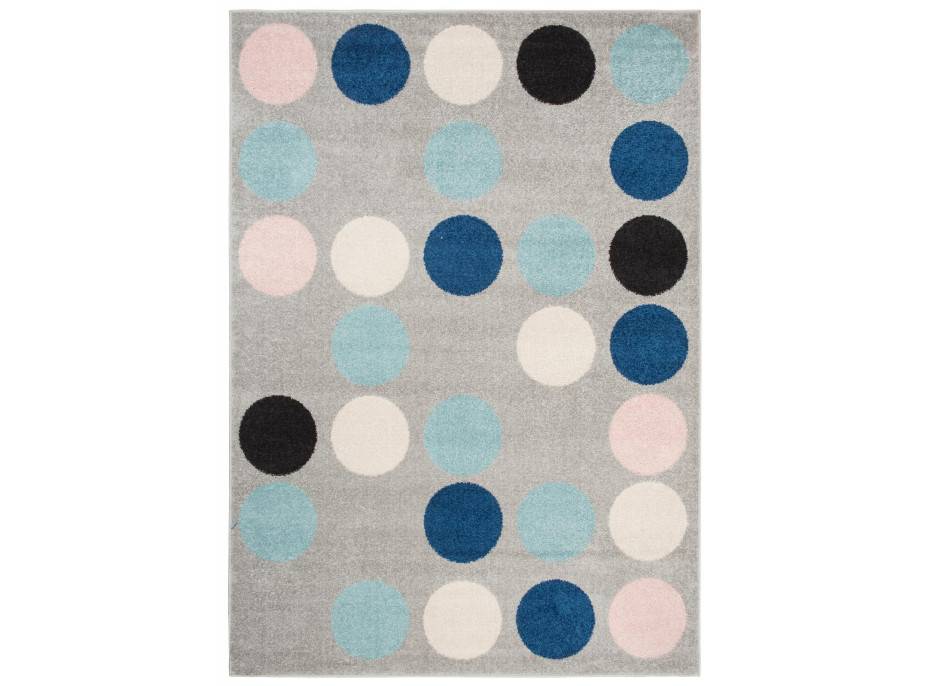 Kusový koberec AZUR bodky - šedý/ružový/modrý