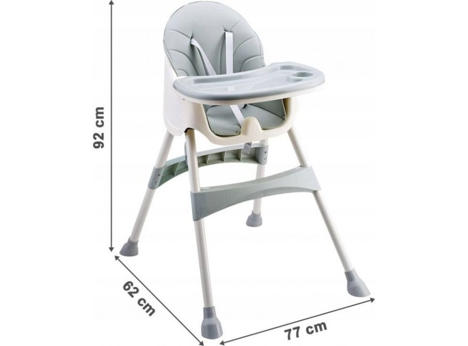 ECOTOYS Jedálenská stolička 2v1 šedá