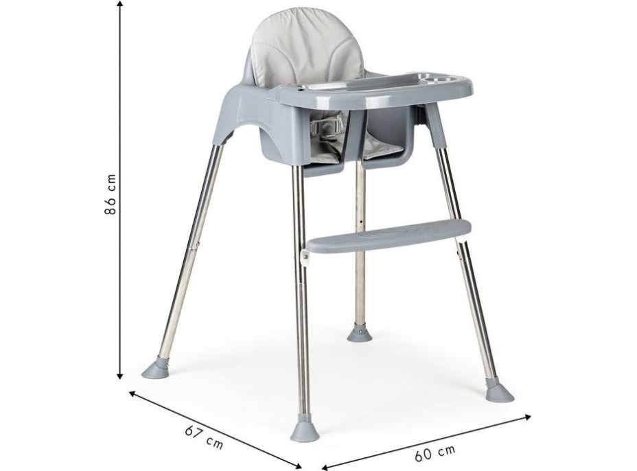 ECOTOYS Jedálenská stolička 2v1 šedá