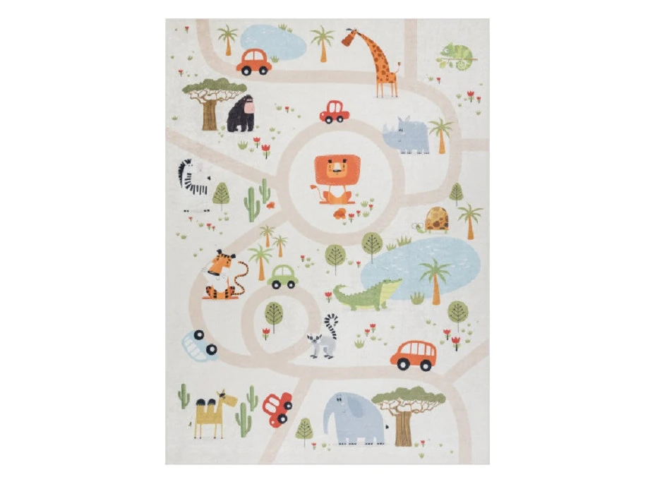 Detský kusový koberec Bambino 1165 Zoo beige