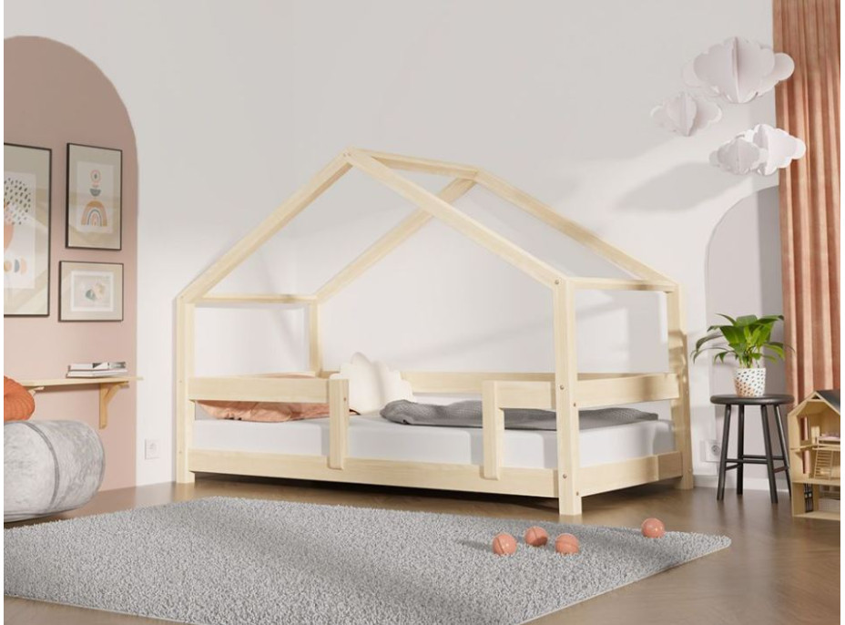 Detská domčeková posteľ z masívu 160x90 cm LUCKY s pevnými bočnicami
