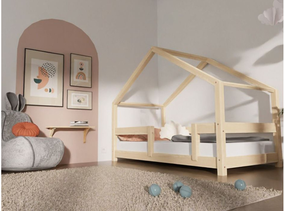 Detská domčeková posteľ z masívu 160x90 cm LUCKY s pevnými bočnicami