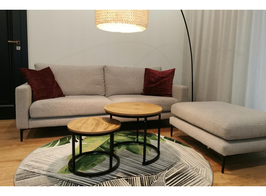 Konferenčný stolík DUO ROUND - dub prírodný/čierny