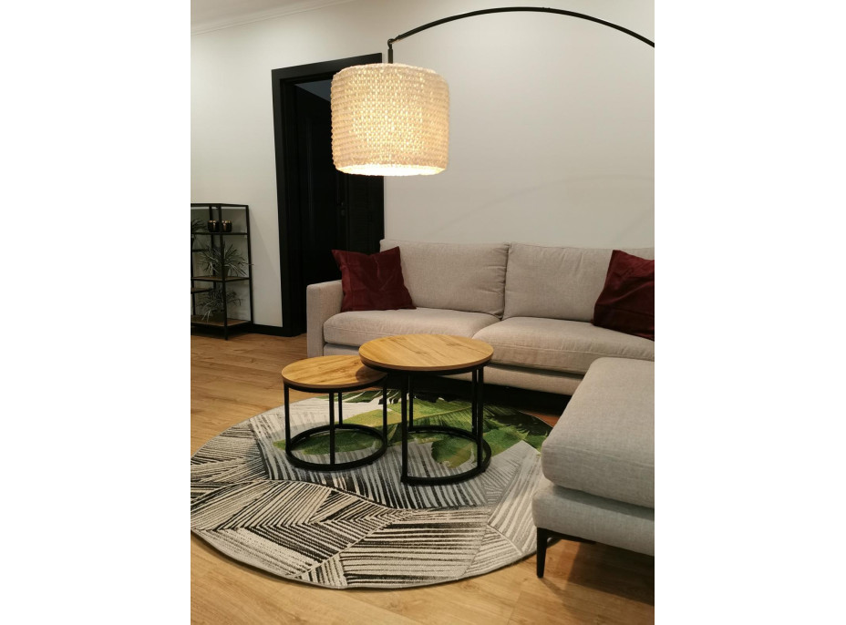 Konferenčný stolík DUO ROUND - dub prírodný/čierny