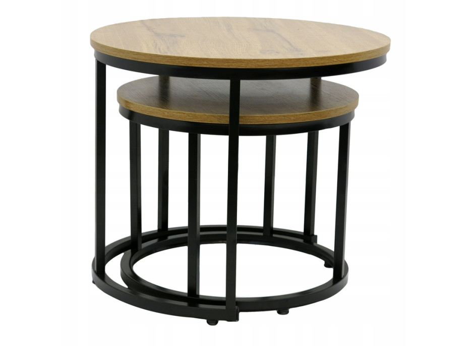 Konferenčný stolík DUO ROUND - dub prírodný/čierny