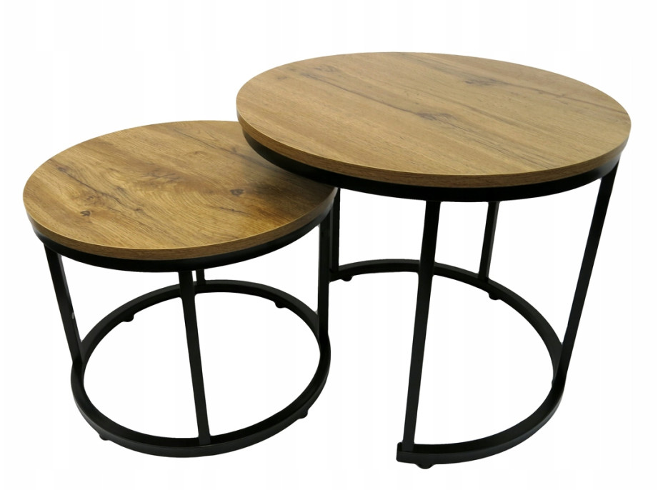 Konferenčný stolík DUO ROUND - dub prírodný/čierny