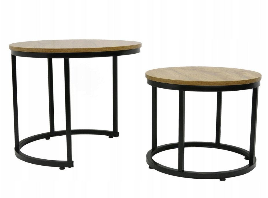 Konferenčný stolík DUO ROUND - dub prírodný/čierny