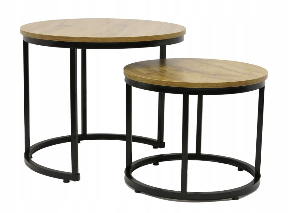 Konferenčný stolík DUO ROUND - dub prírodný/čierny