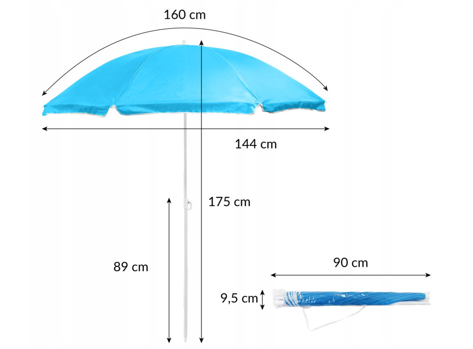 Prenosný slnečník LAREDO 160 cm - modrý