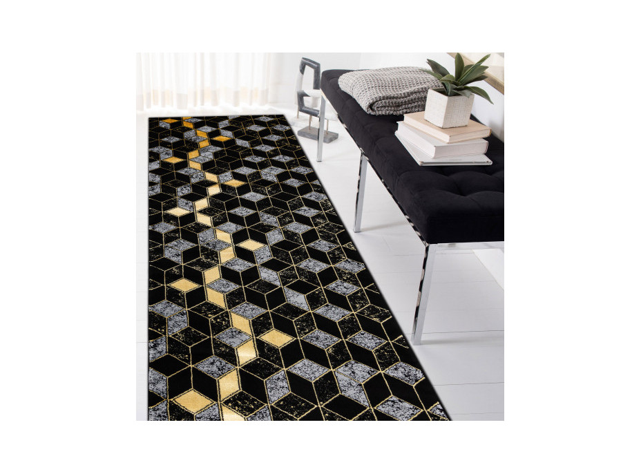 Behúň Gloss 400B 86 3D geometric black/gold