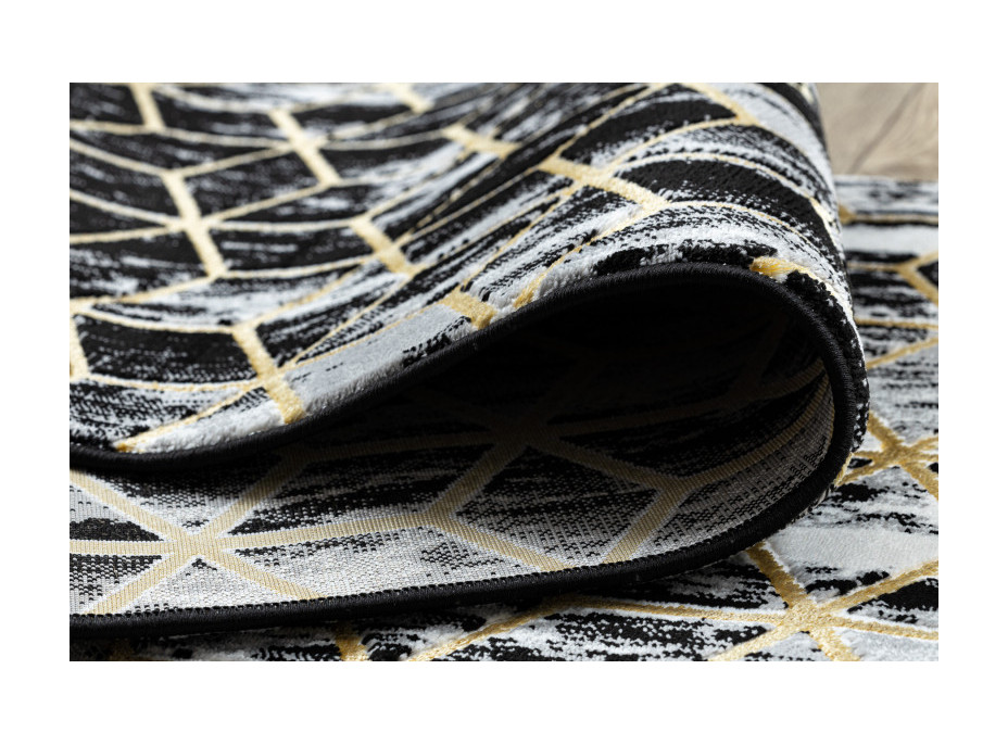 Behúň Gloss 3D cubes black/gold/grey
