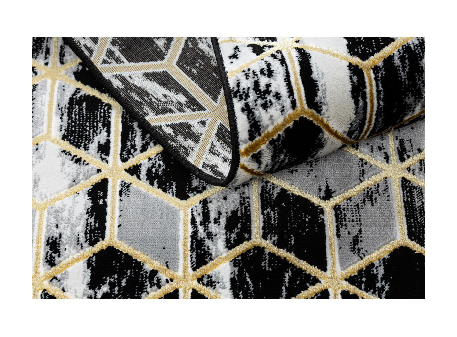 Behúň Gloss 3D cubes black/gold/grey