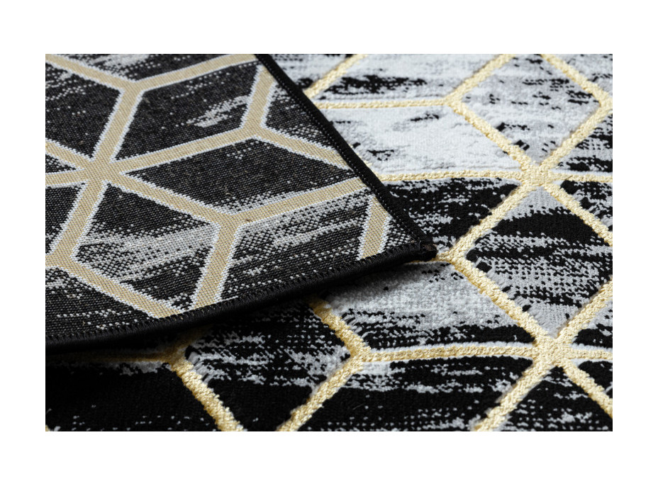 Behúň Gloss 3D cubes black/gold/grey